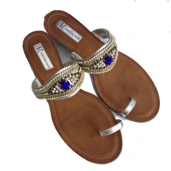 INC braesilver Split Toe Casual Slide Sandals - Picture 2 of 6